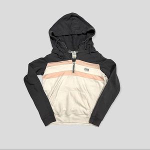 VICTORIAS SECRET PINK QUARTER ZIP DRAWSTRING HOODIE SIZE S